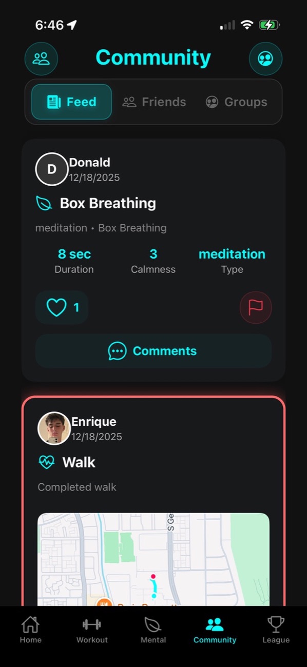 The BetterU community feed